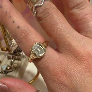 Handmade solid 10k gold Moissanite ring - size 7